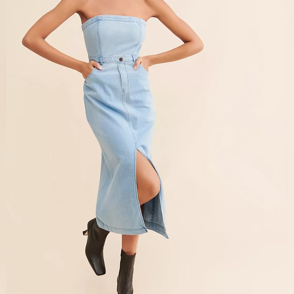 Free People Picture Perfect Denim Midi Dress